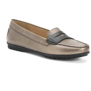 Geox Elidia Respira metallic leather loafers